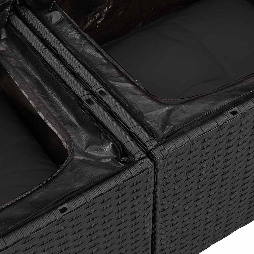 Garden Sofa with Cushion Black 124 x 62 x 69cm Poly Rattan