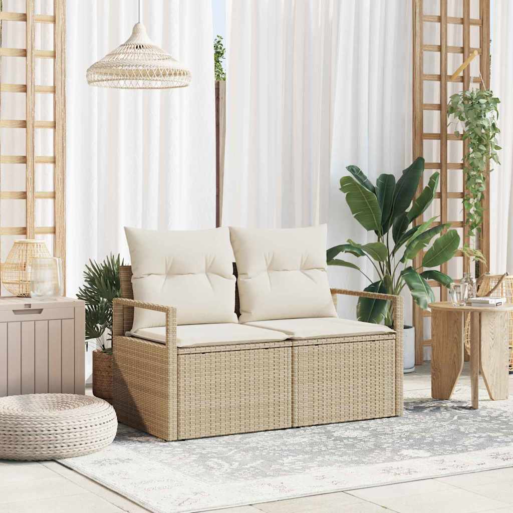 Garden Sofa Beige 120 x 62 x 69cm Poly Rattan