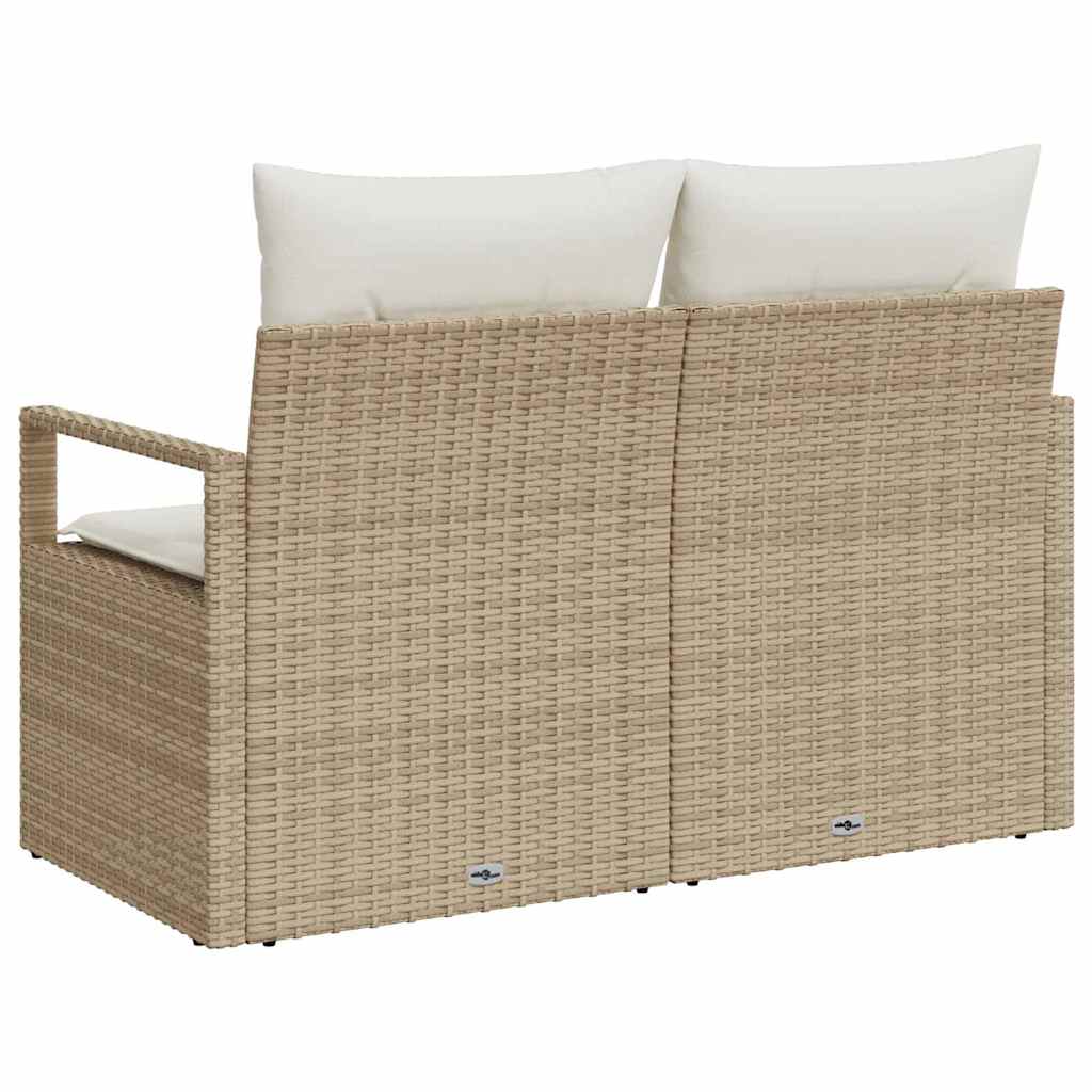 Garden Sofa with Cushion Beige 120 x 62 x 69cm Poly Rattan