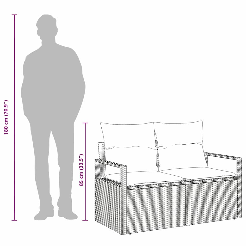 Garden Sofa with Cushion Beige 120 x 62 x 69cm Poly Rattan
