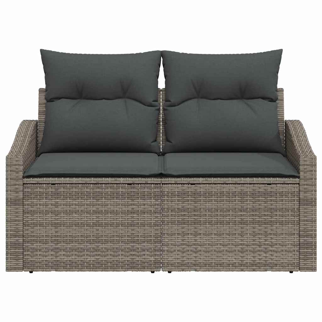 Garden Sofa with Cushion Grey 123 x 62 x 69cm Poly Rattan