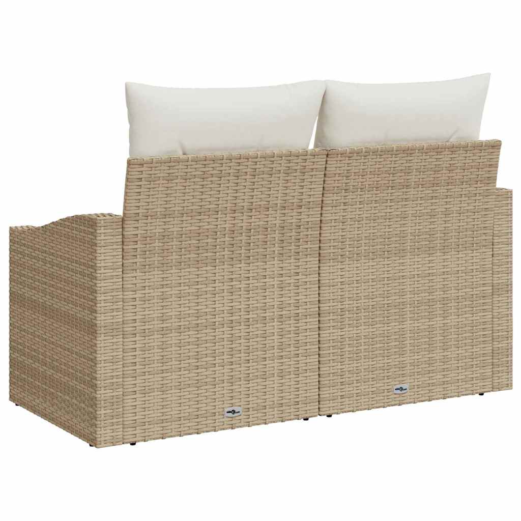 Garden Sofa with Cushion Beige 123 x 62 x 69cm Poly Rattan
