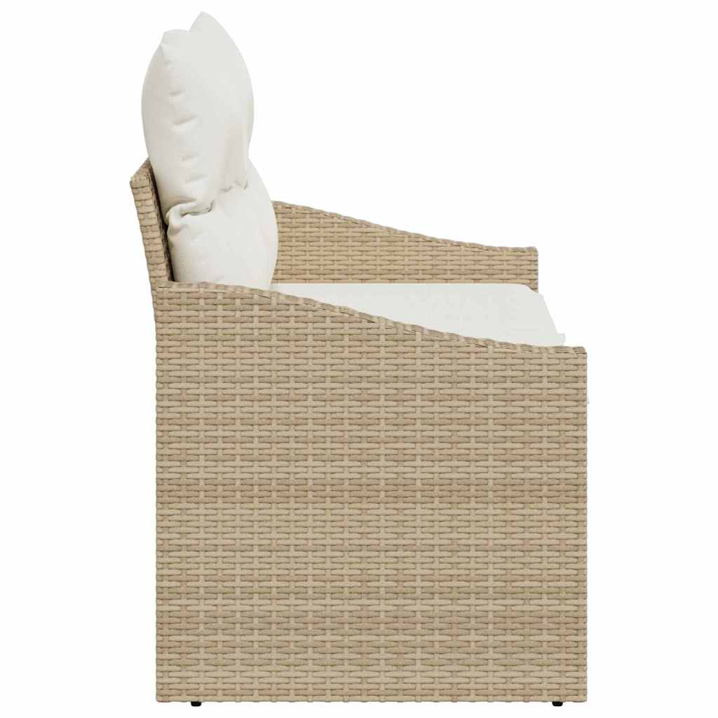 Garden Sofa with Cushion Beige 123 x 62 x 69cm Poly Rattan