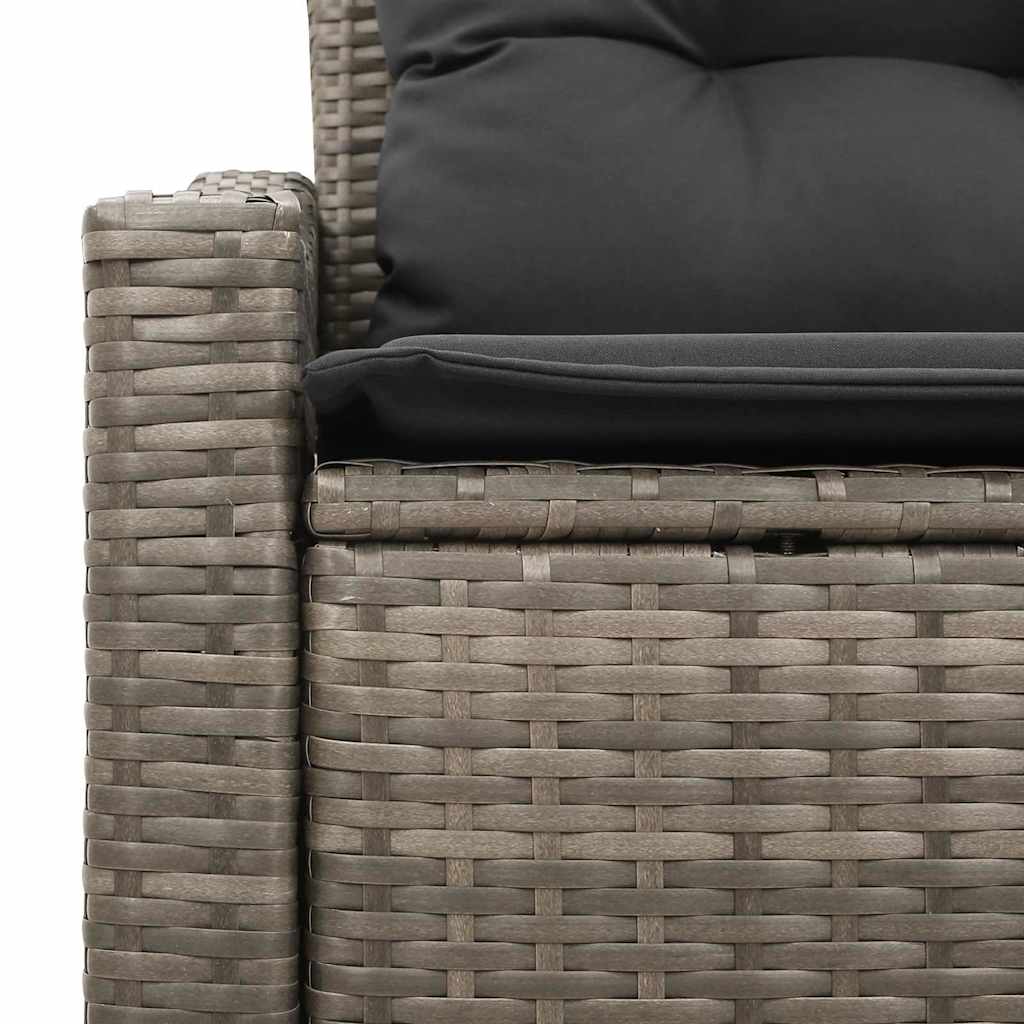 Garden Sofa with Cushion Grey 123 x 62 x 69cm Poly Rattan