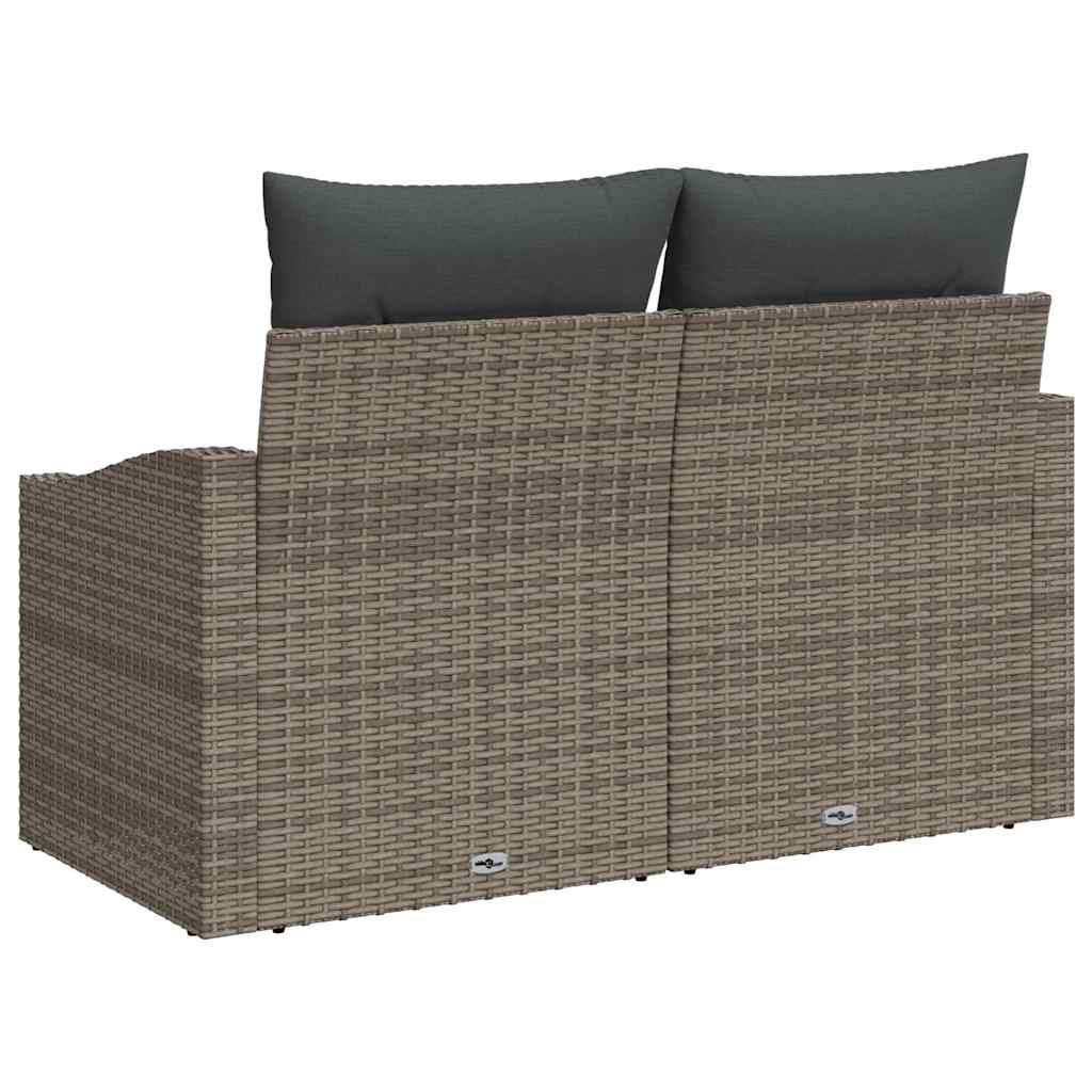 Garden Sofa with Cushion Grey 123 x 62 x 69cm Poly Rattan