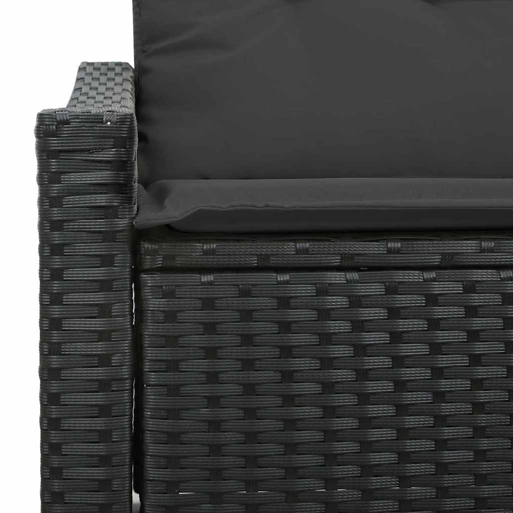Garden Sofa with Cushion Black 123 x 62 x 69cm Poly Rattan