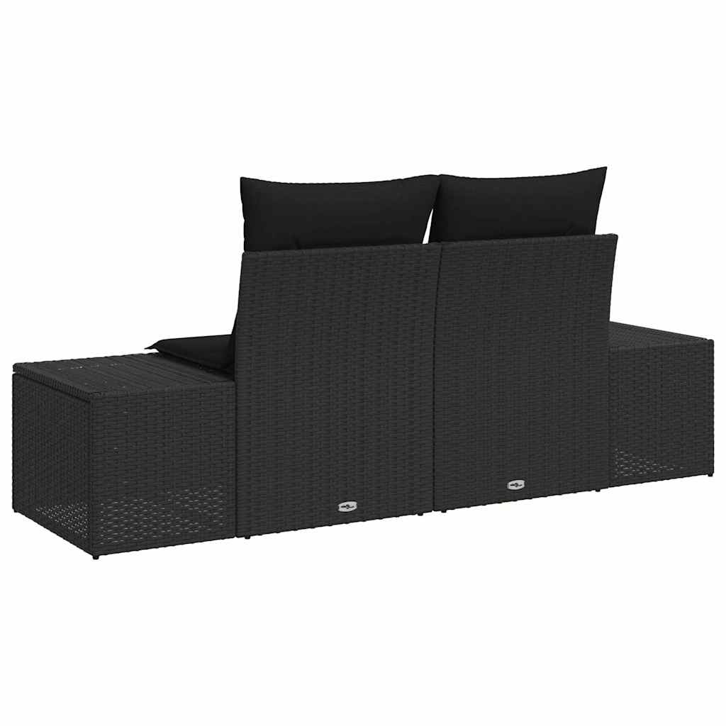 Garden Sofa with Cushion Black 123 x 62 x 69cm Poly Rattan
