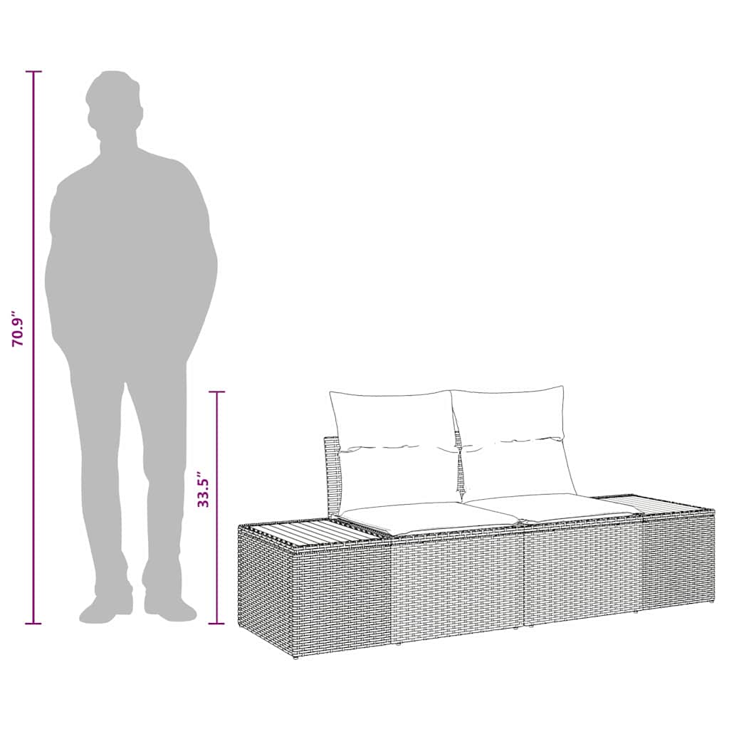 Garden Sofa Black 184 x 62 x 85cm Poly Rattan