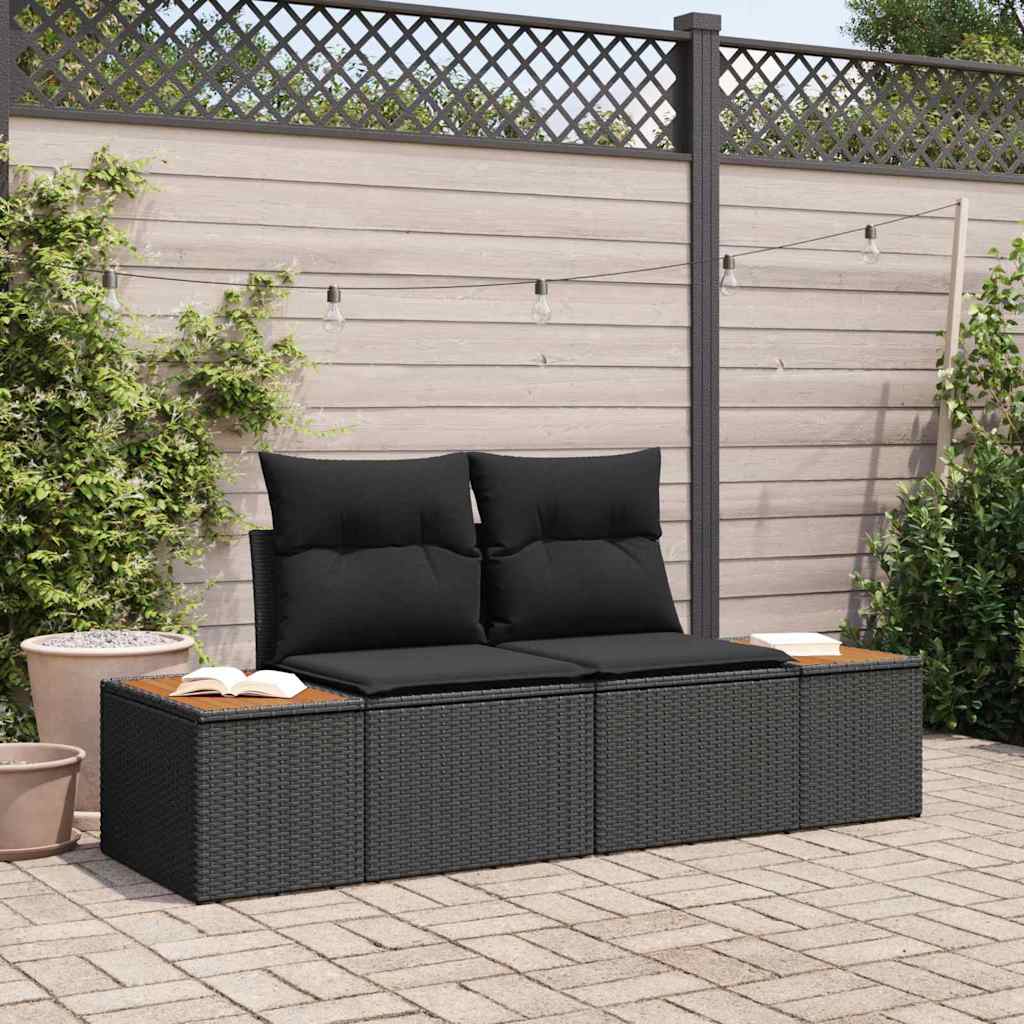 Garden Sofa Black 184 x 62 x 85cm Poly Rattan