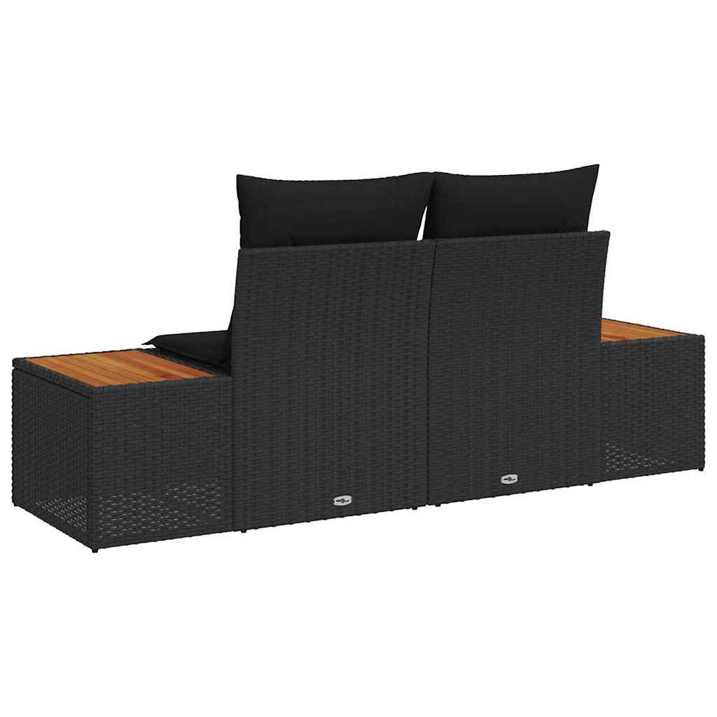 Garden Sofa Black 184 x 62 x 85cm Poly Rattan