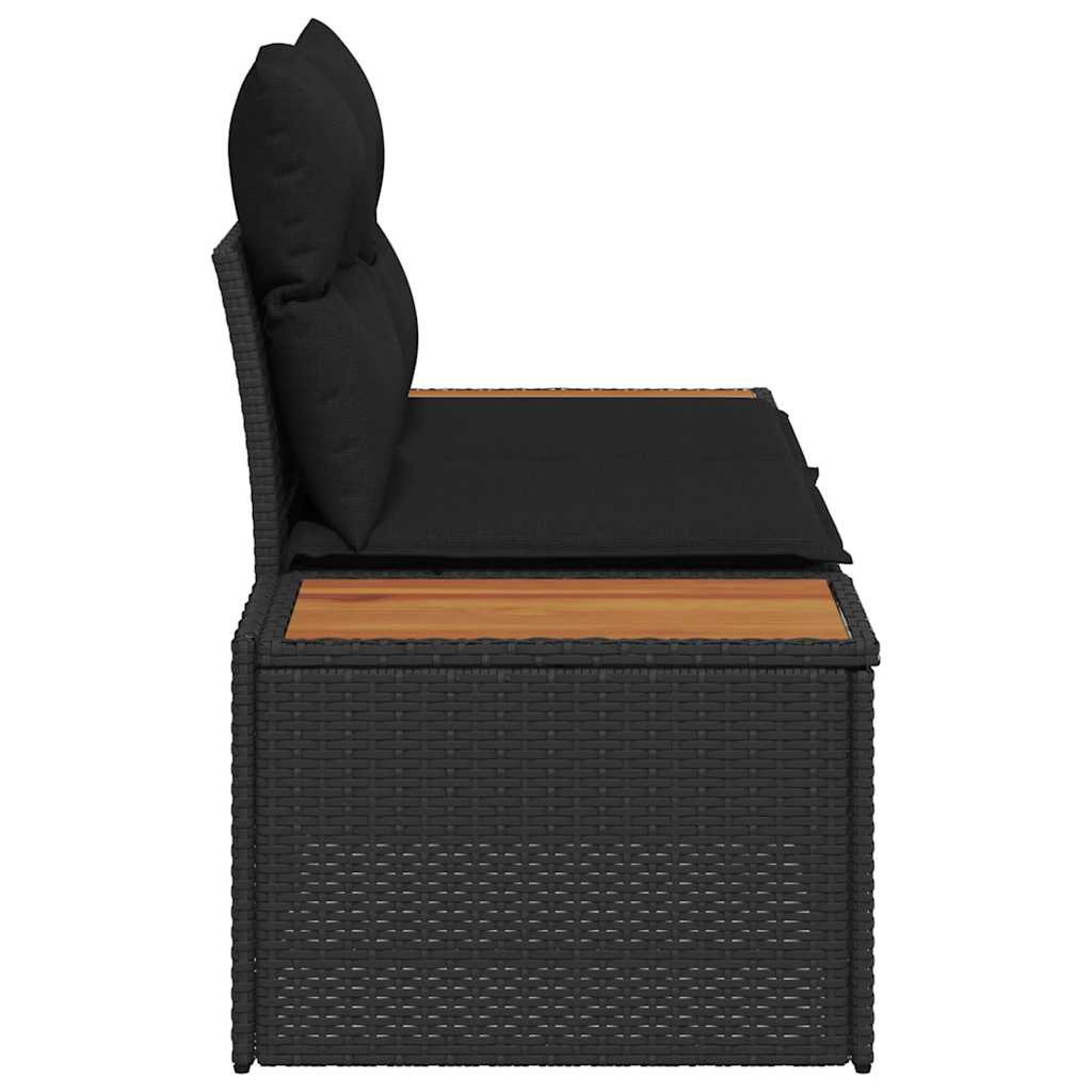 Garden Sofa Black 184 x 62 x 85cm Poly Rattan