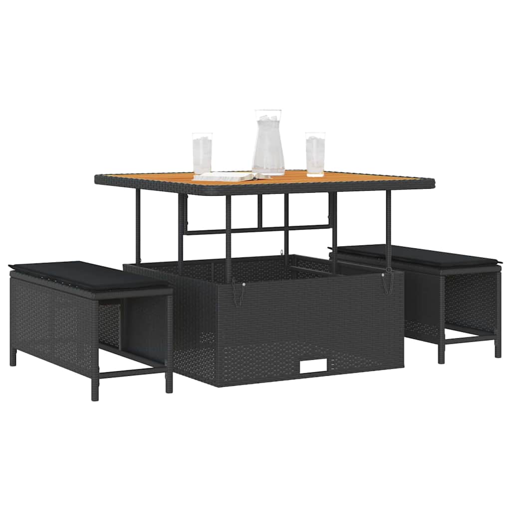 Garden Dining Set Black Poly rattan