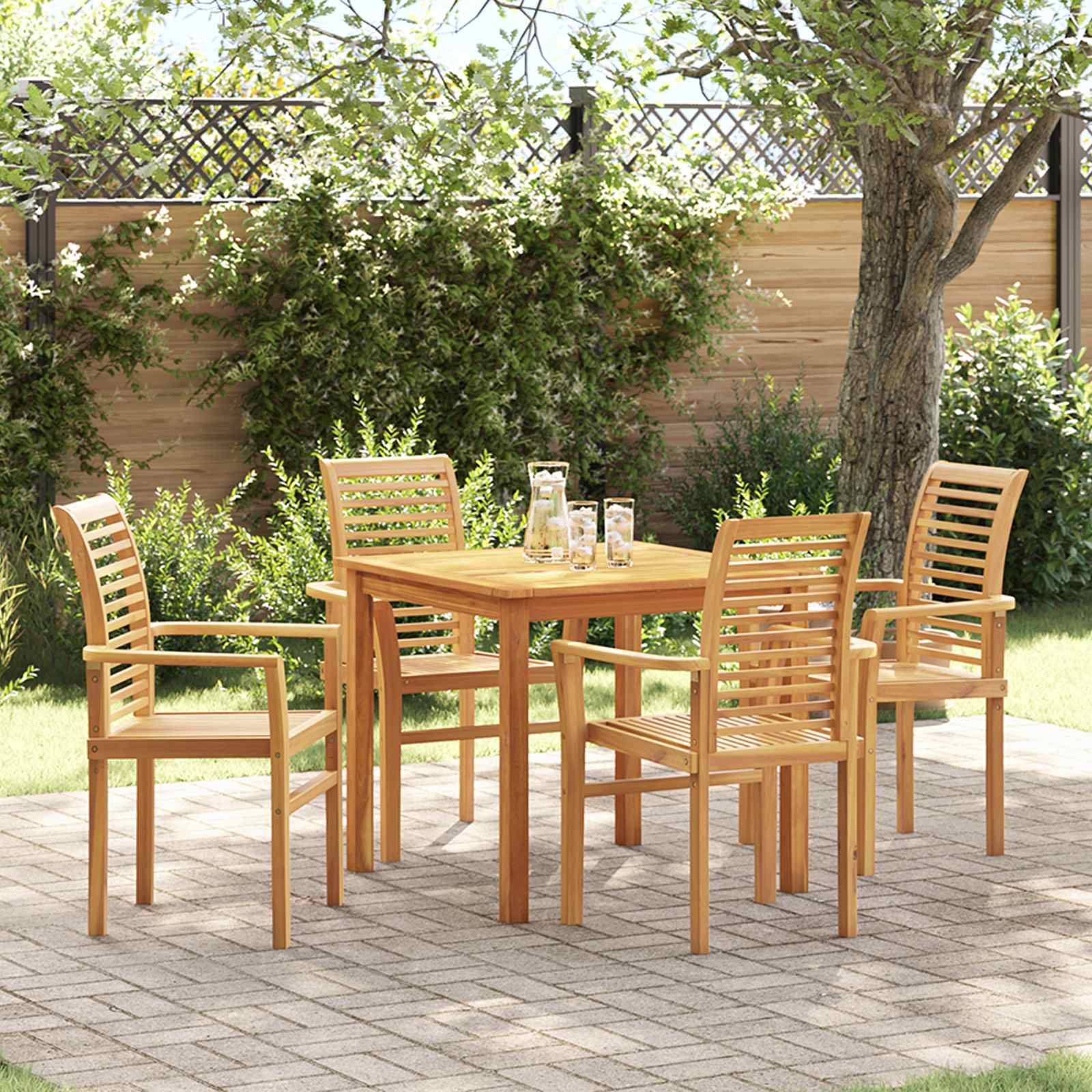 Dining Chair 4 pcs Brown 62 x 55 x 94 cm Solid Teak Wood