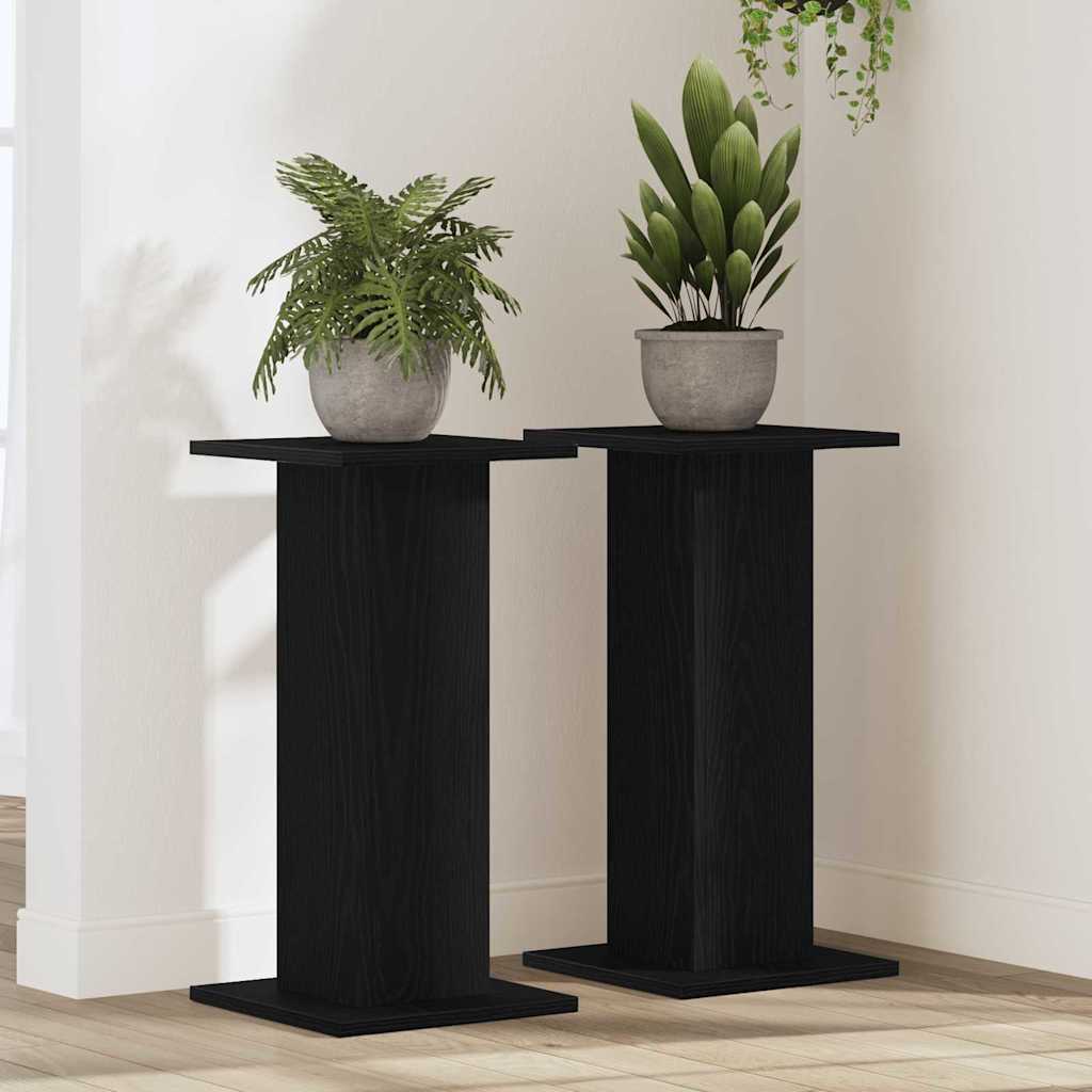 Plant Stand 2 pcs Black Oak 30 x 30 x 60 cm Engineered wood
