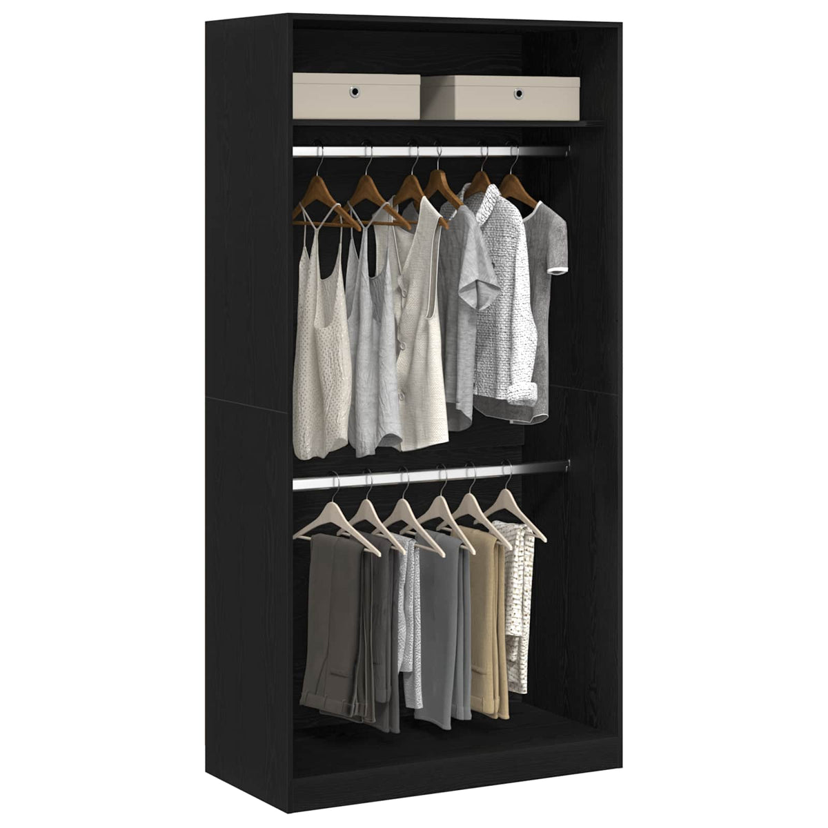 Wardrobe with Shelf Black Oak 100 x 50 x 200 cm Engineered Wood