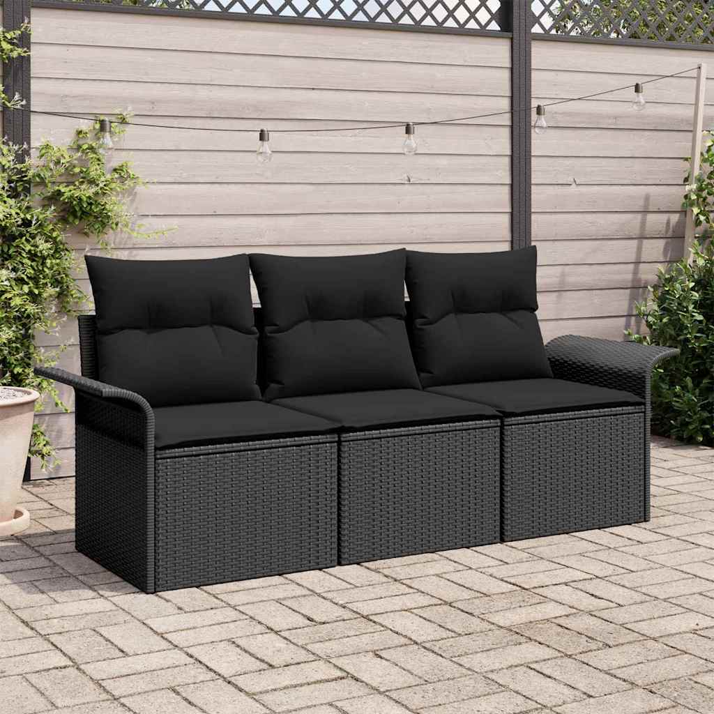 Garden Sofa Set 3 pcs Black 196 x 62 x 85cm Poly Rattan