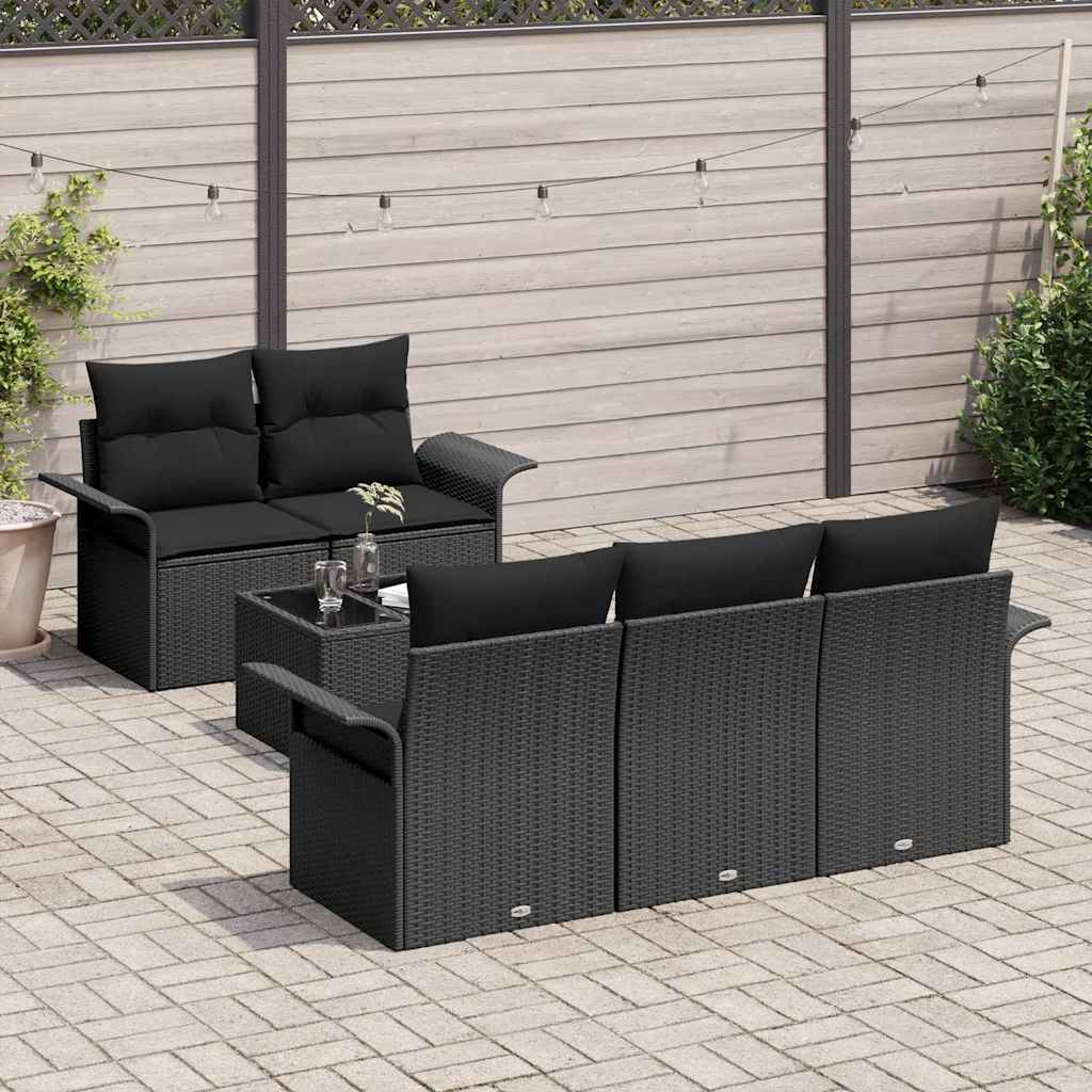 Garden Sofa Set 6 pcs Black Poly rattan