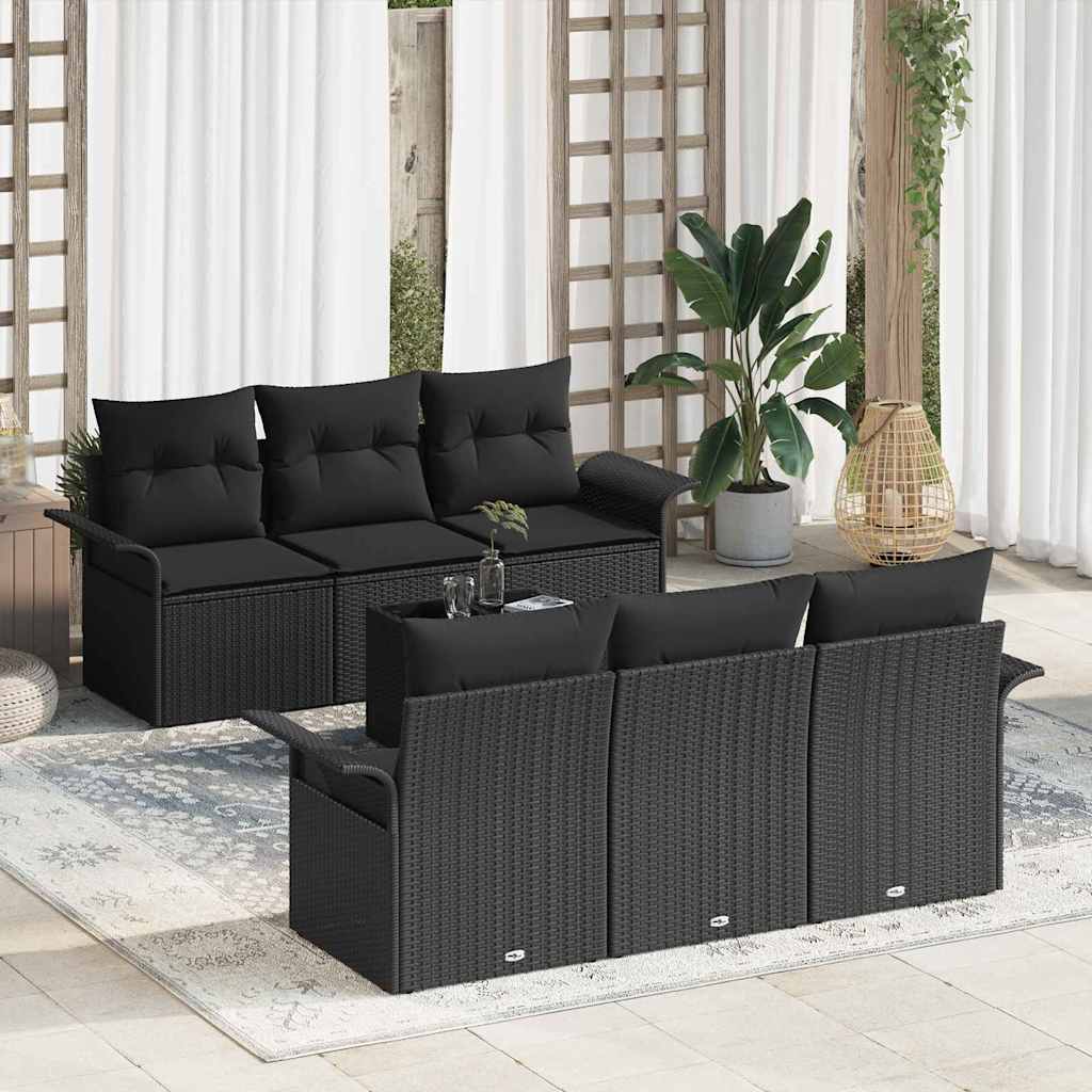 Garden Sofa Set 7 pcs Black Poly rattan