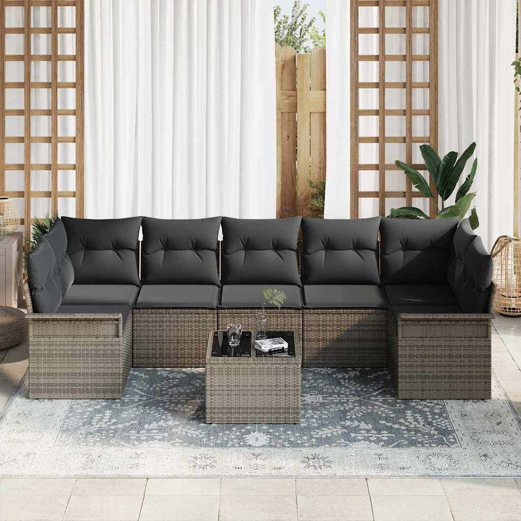 Garden Sofa Set 8 pcs Grey Poly rattan