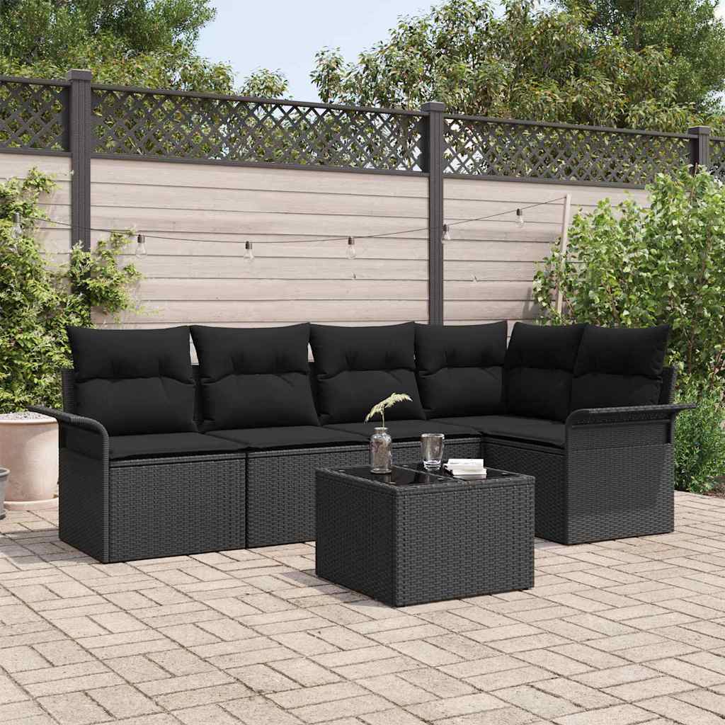 Garden Sofa Set with Cushion Manual 6 pcs Poly Rattan