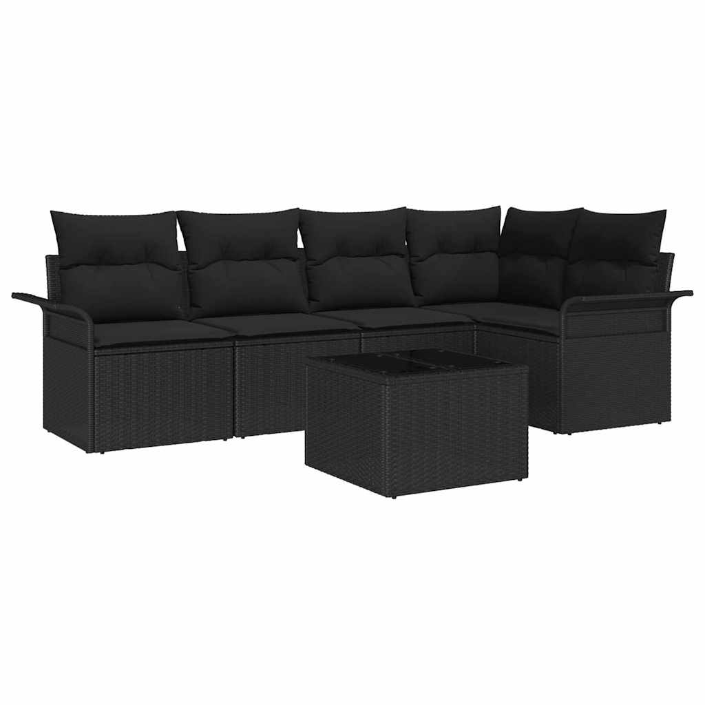 Garden Sofa Set with Cushion Manual 6 pcs Poly Rattan