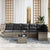 Garden Sofa Set with Cushion 7 pcs Grey Poly rattan