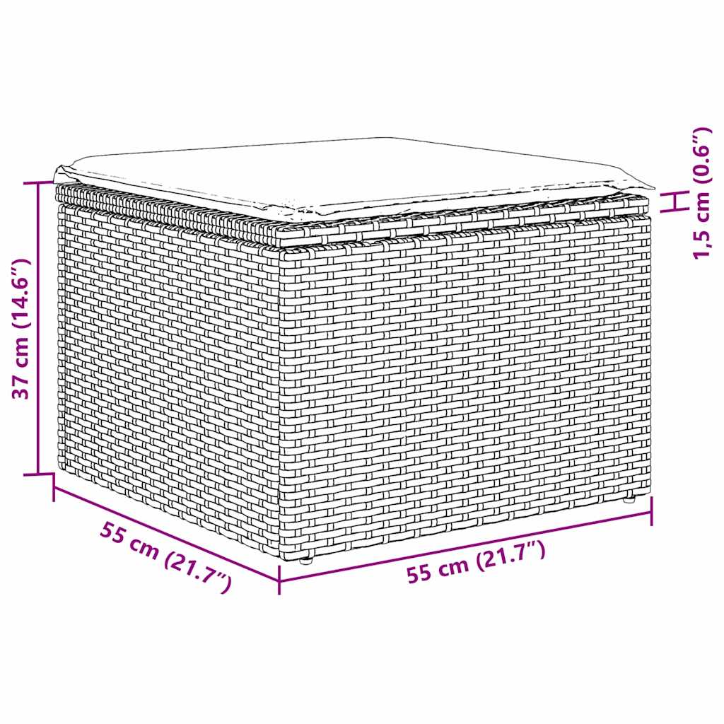 Garden Sofa Set with Cushion 6 pcs Grey Poly Rattan