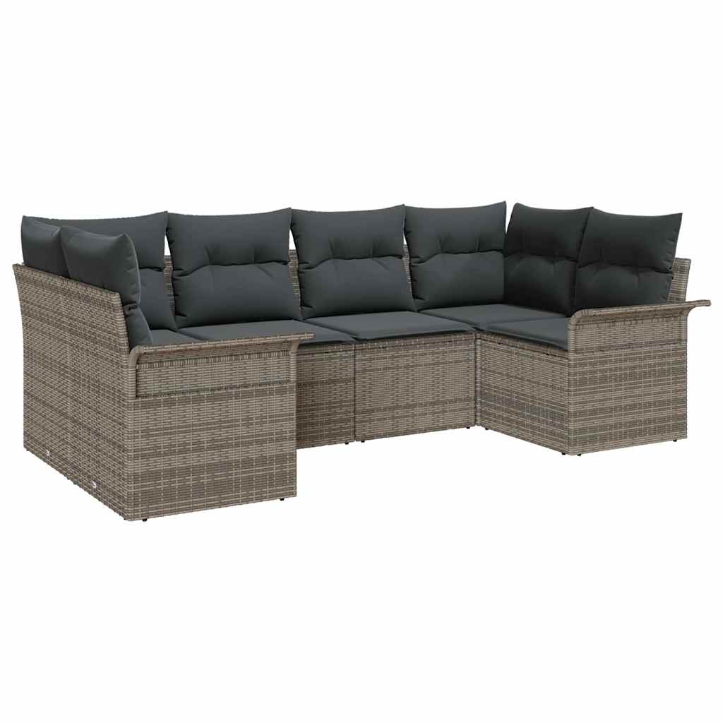 Garden Sofa Set with Cushion 6 pcs Grey Poly rattan