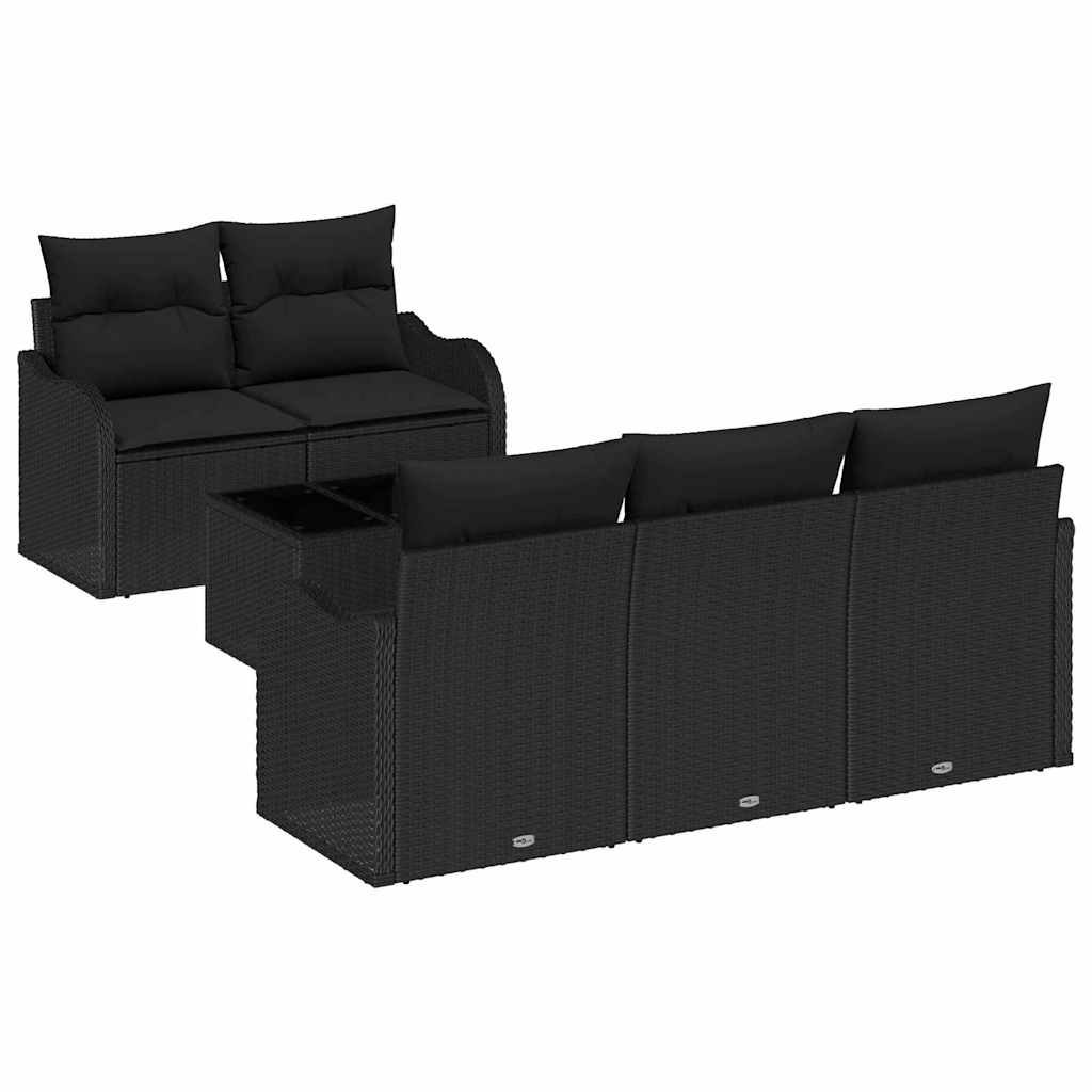 Garden Sofa Set 6 pcs Black Poly rattan