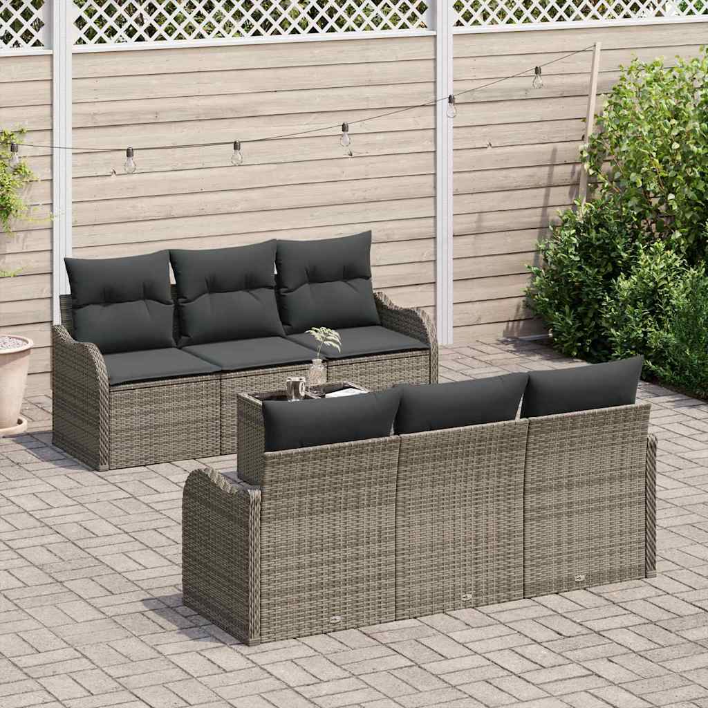 Garden Sofa Set 7 pcs Grey 55 x 55 x 37 cm Poly rattan