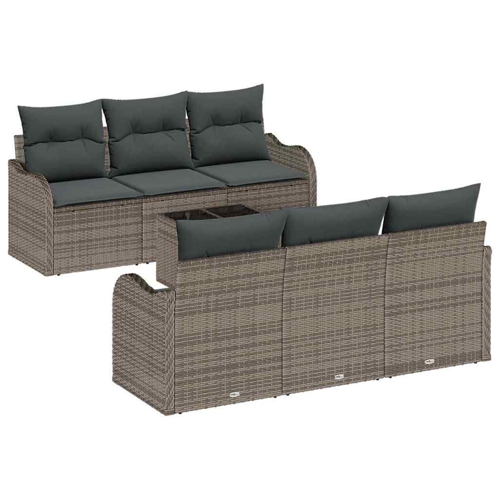 Garden Sofa Set 7 pcs Grey 55 x 55 x 37 cm Poly rattan