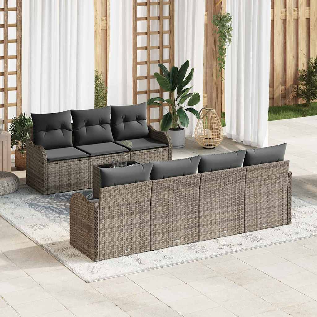 Garden Sofa Set 8 pcs Grey 55 x 55 x 37 cm Poly rattan