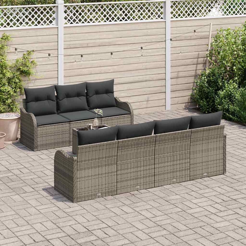 Garden Sofa Set 8 pcs Grey 55 x 55 x 37 cm Poly rattan