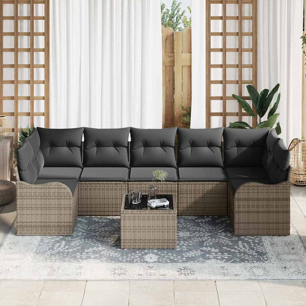 Garden Sofa Set 8 pcs Grey 55 x 55 x 37 cm Poly rattan