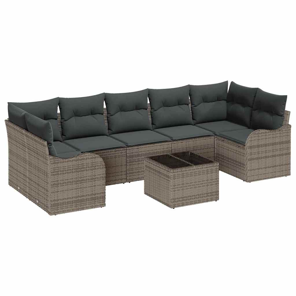 Garden Sofa Set 8 pcs Grey 55 x 55 x 37 cm Poly rattan