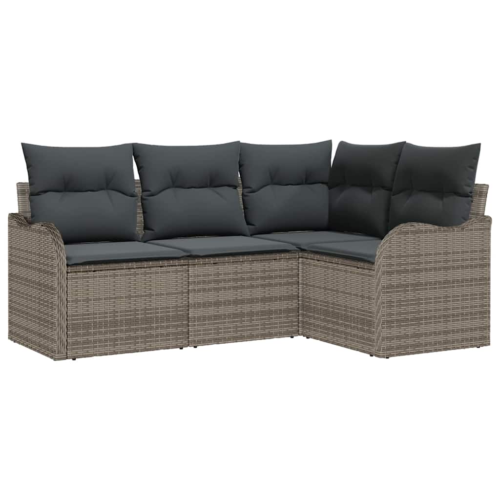 Garden Sofa Set with Cushion 4 pcs Grey Poly rattan