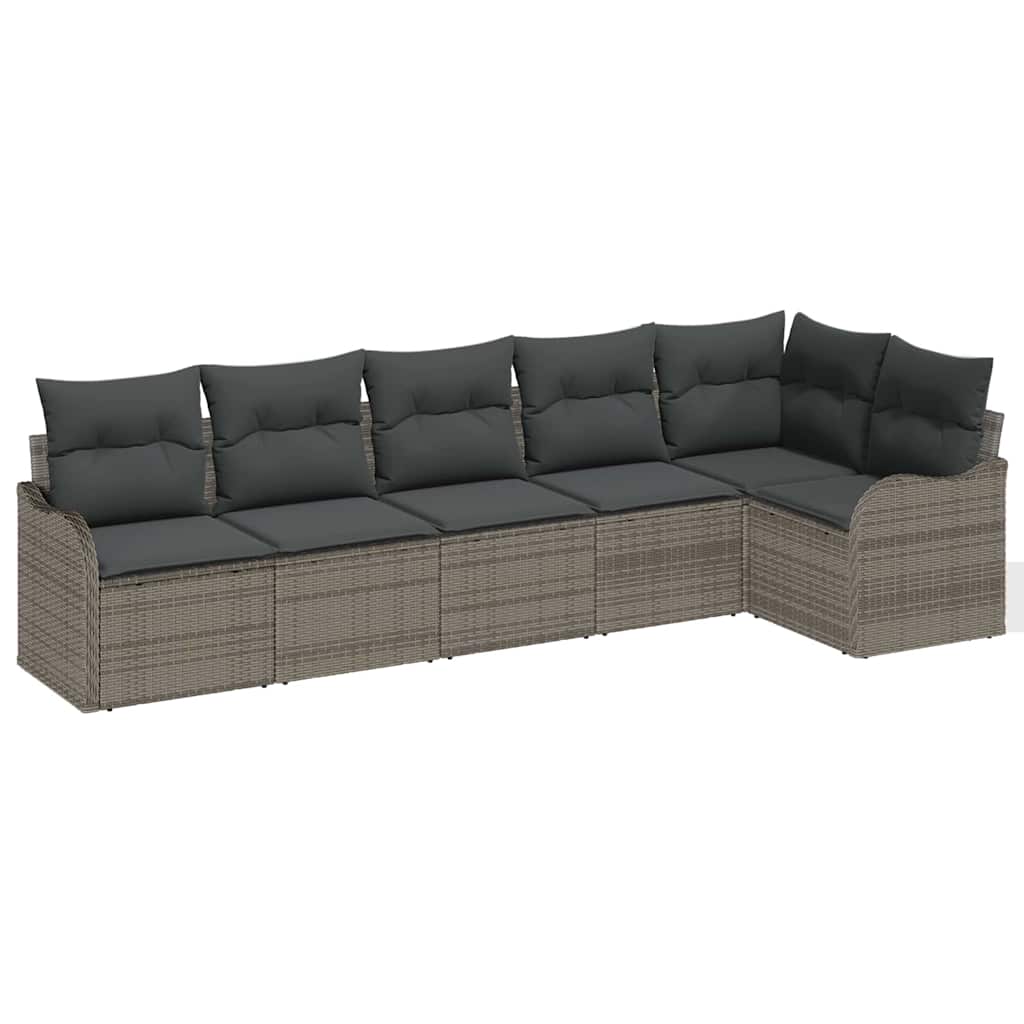 Garden Sofa Set with Cushion 6 pcs Grey Poly rattan