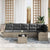 Garden Sofa Set with Cushion 7 pcs Grey Poly rattan