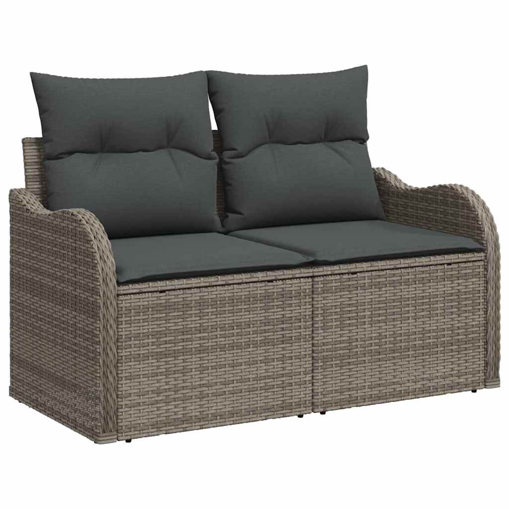 Garden Sofa Set with Cushion 7 pcs Grey Poly rattan