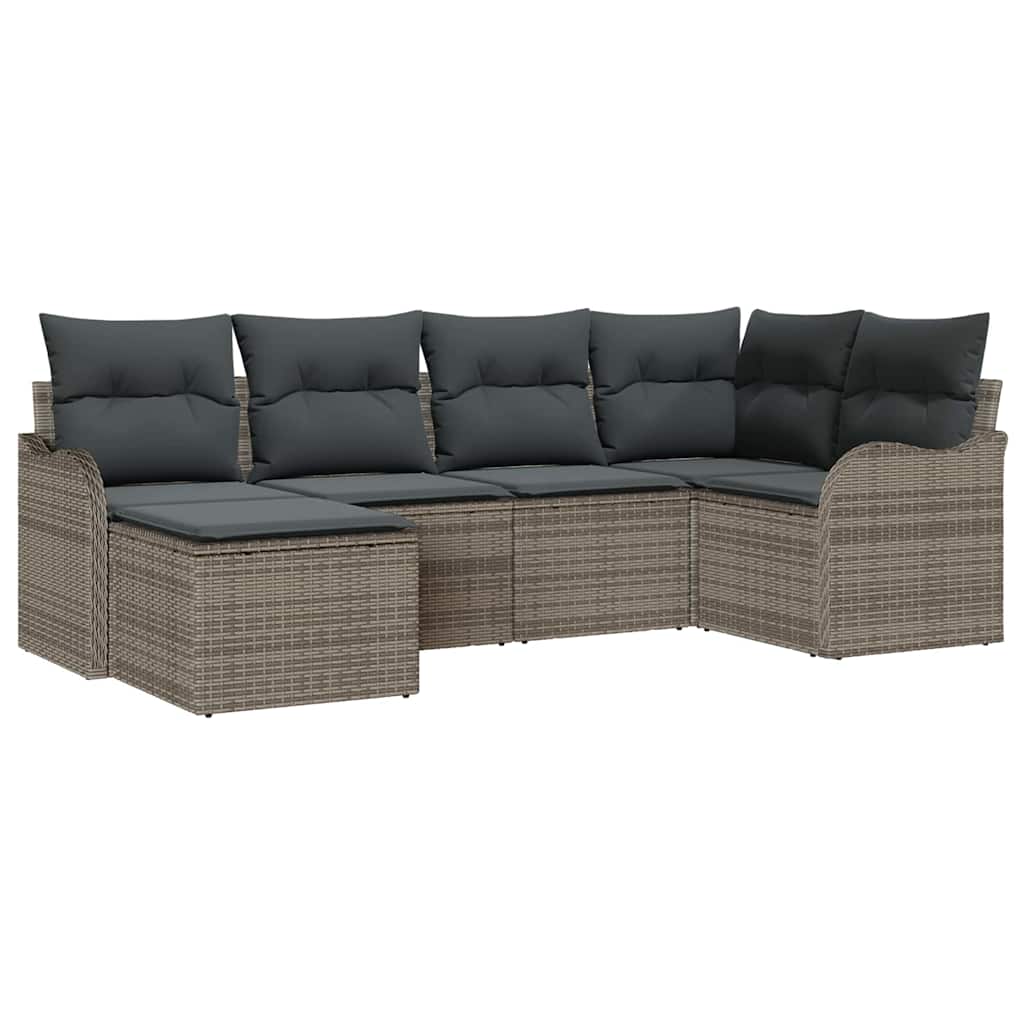 Garden Sofa Set 6 pcs Grey Poly Rattan