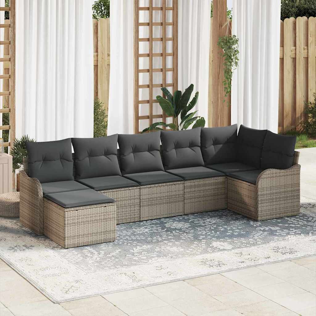 Garden Sofa Set Grey Poly Rattan