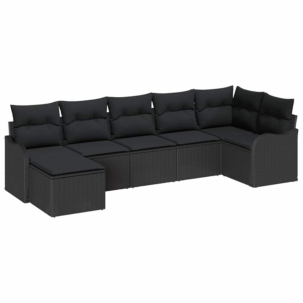 Garden Sofa Set 7 pcs Black Poly Rattan