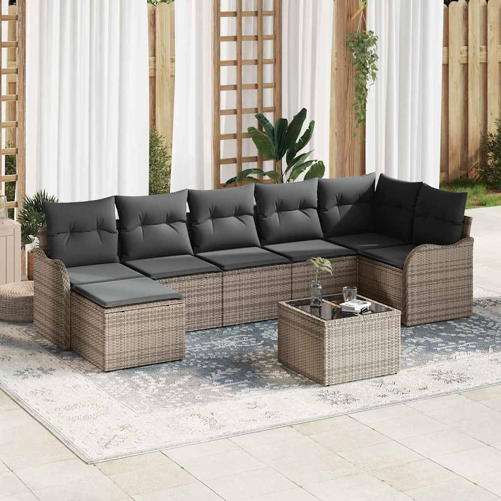 Garden Sofa Set with Cushion 8 pcs Grey Poly rattan