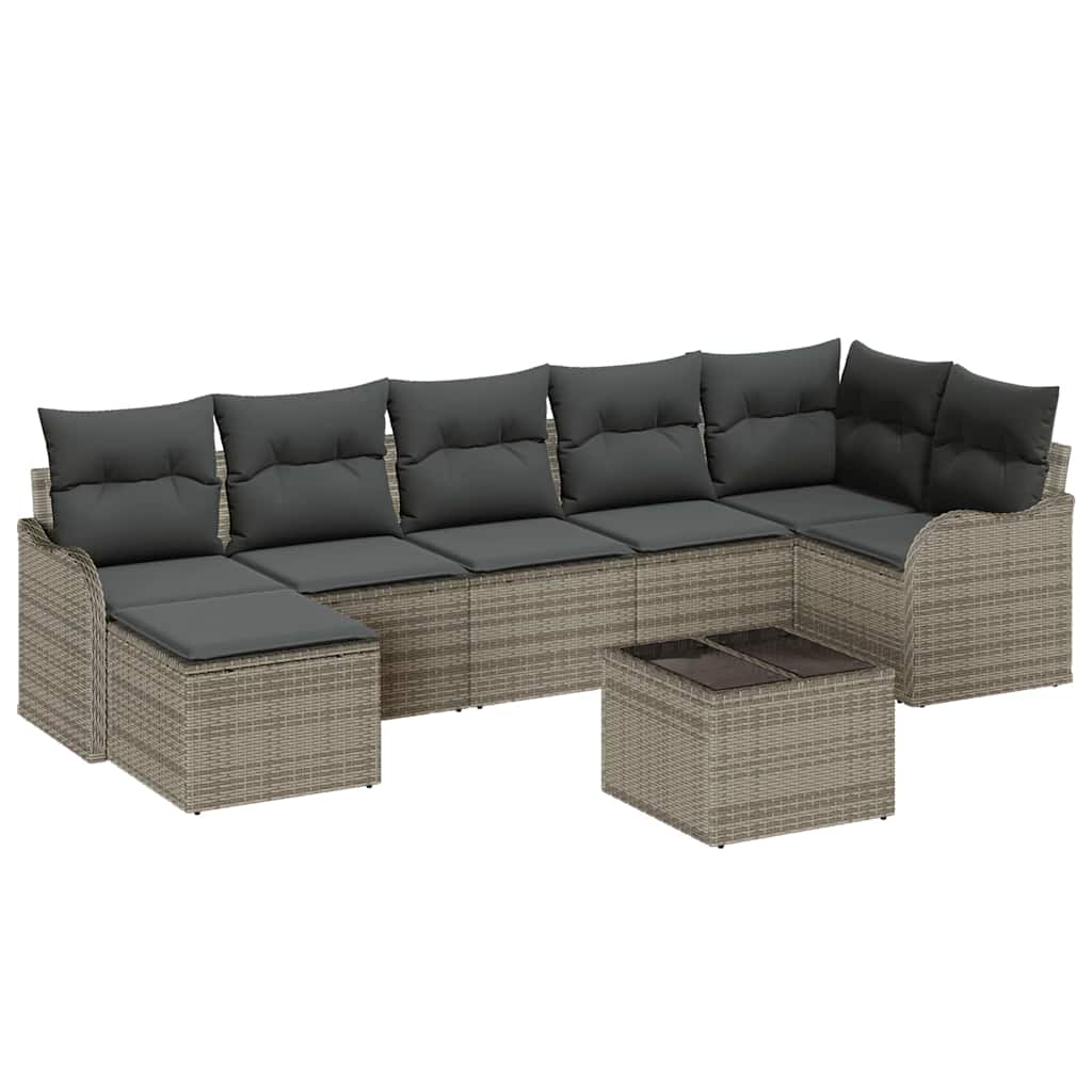 Garden Sofa Set with Cushion 8 pcs Grey Poly rattan