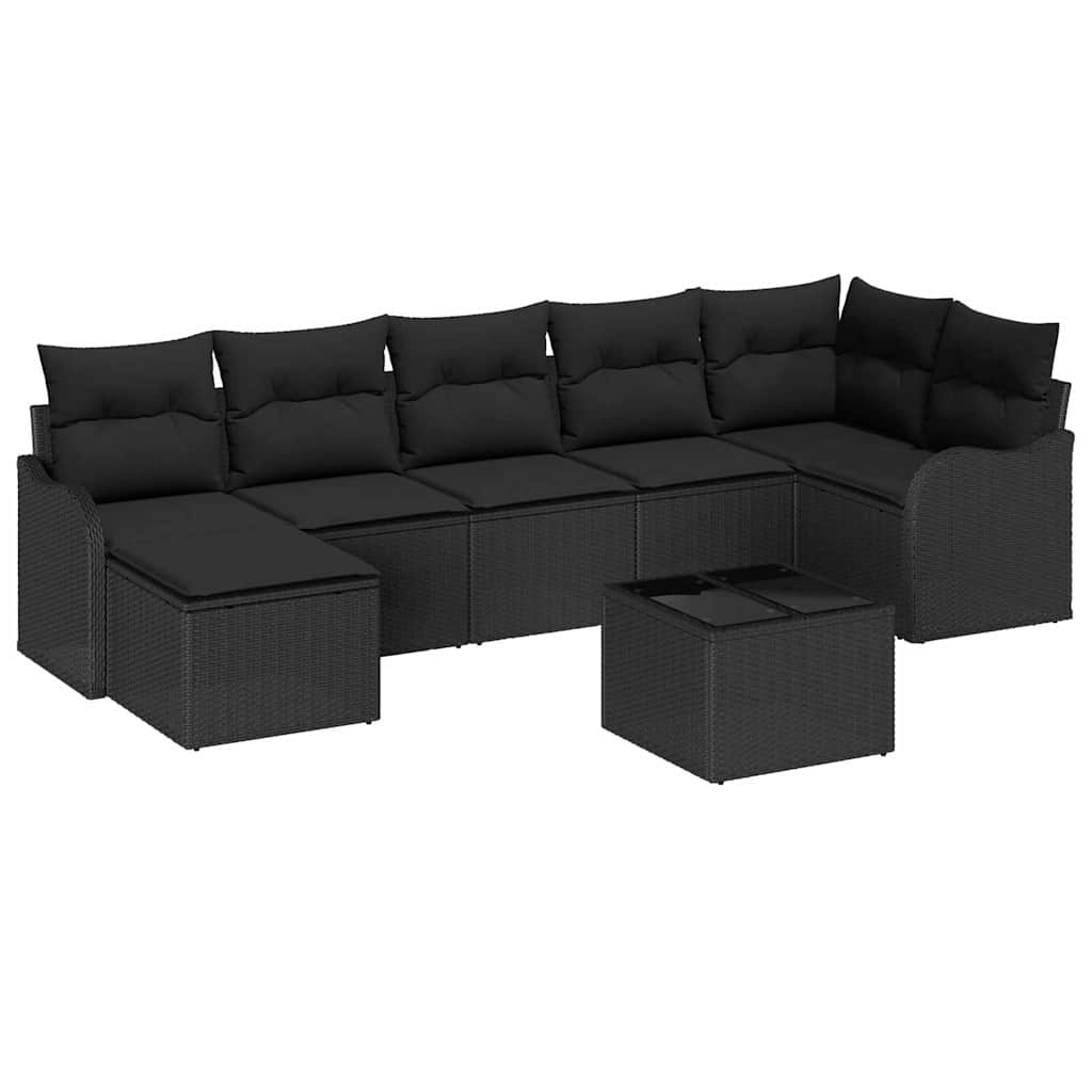 Garden Sofa Set with Cushion 8 pcs Black Poly rattan