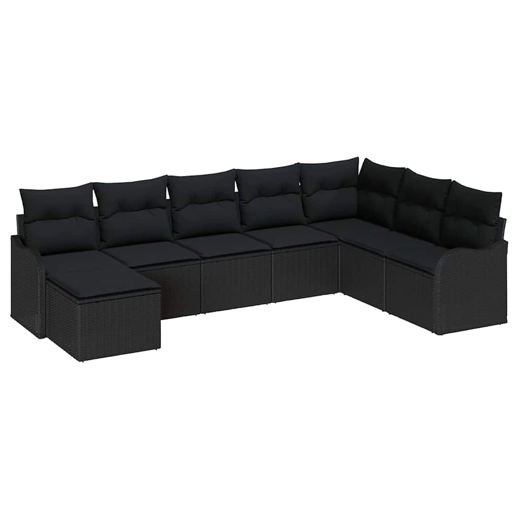 Garden Sofa Set with Cushion 8 pcs Black Poly rattan