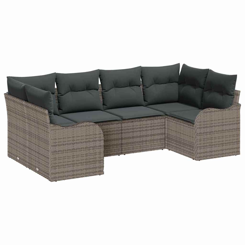 Garden Sofa Set with Cushion 6 pcs Grey Poly rattan