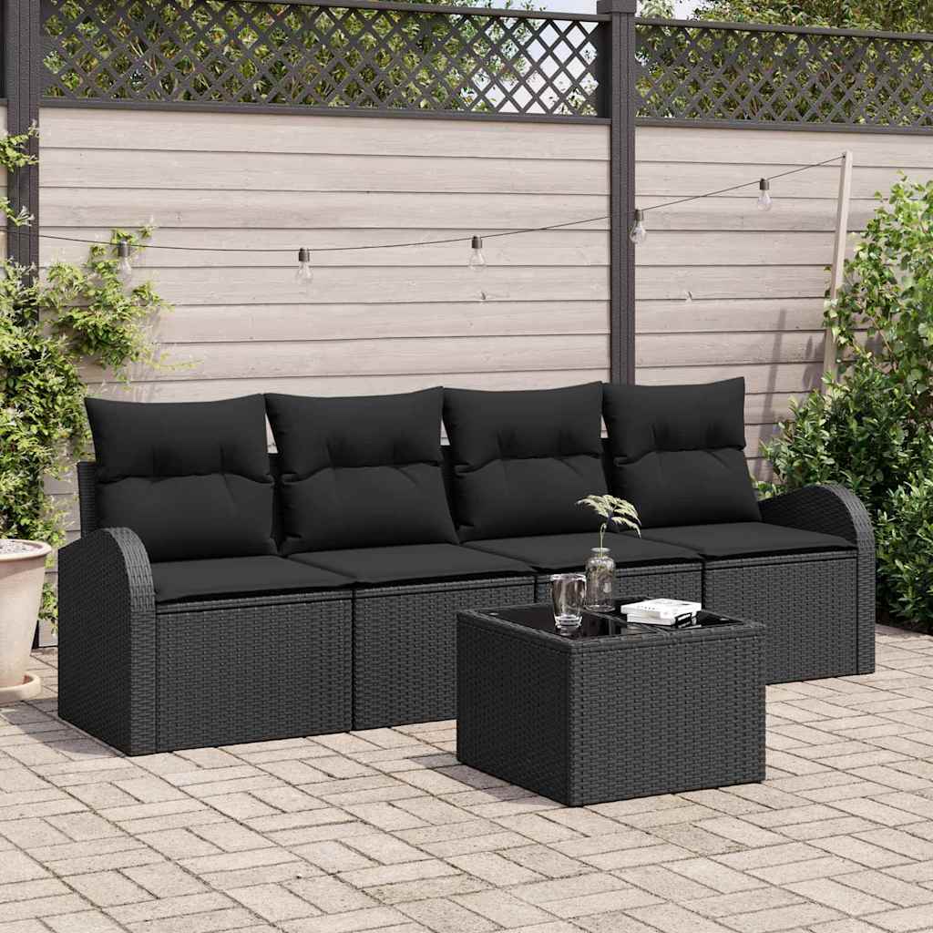 Garden Sofa Set Manual 5 pcs Black 55 x 55 x 37 cm Poly rattan
