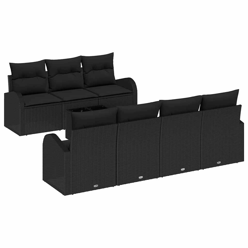 Garden Sofa Set 8 pcs Black 55 x 55 x 37 cm Poly Rattan