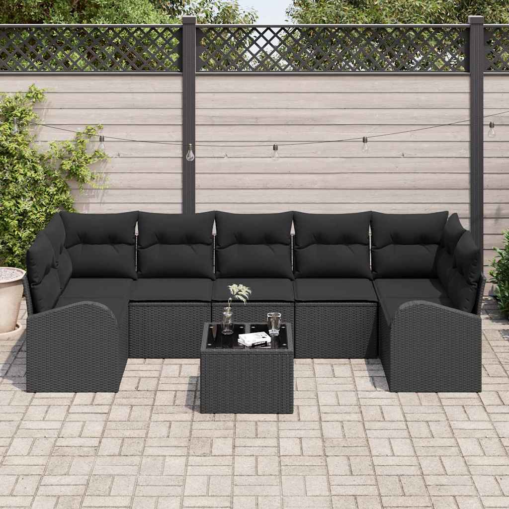 Garden Sofa Set 8 pcs Black 55 x 55 x 37 cm Poly Rattan